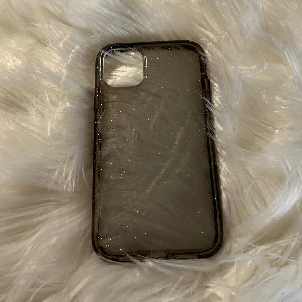 Iphone 11 pro lifeproof phone case sheer black with silver sparkles